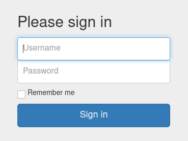 Panel login en la página "/dashboard" del servidor web