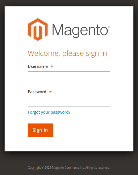 Página "/admin" del servidor web