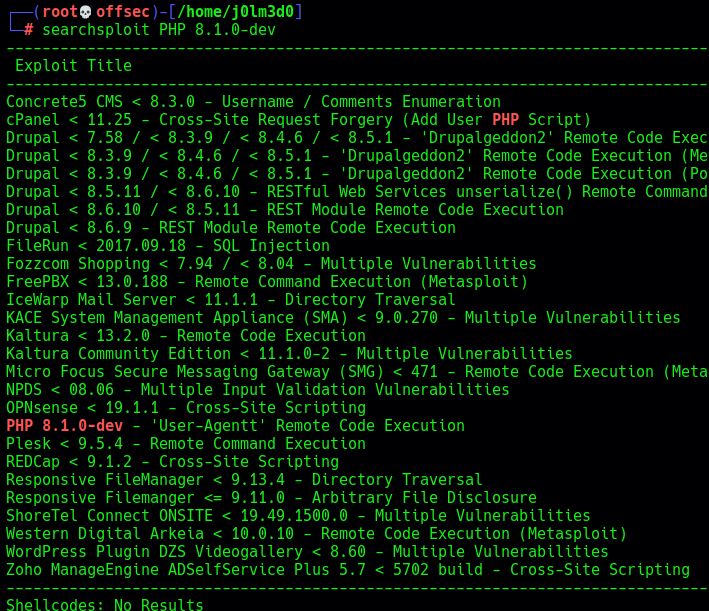 Búsqueda de exploits para la versión de PHP