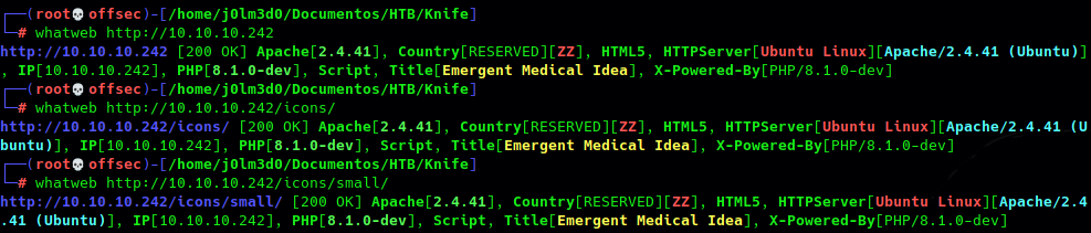 Enumeramos las tecnologías que utiliza el servidor web