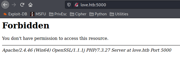Error 403 en el servicio HTTP del puerto 5000