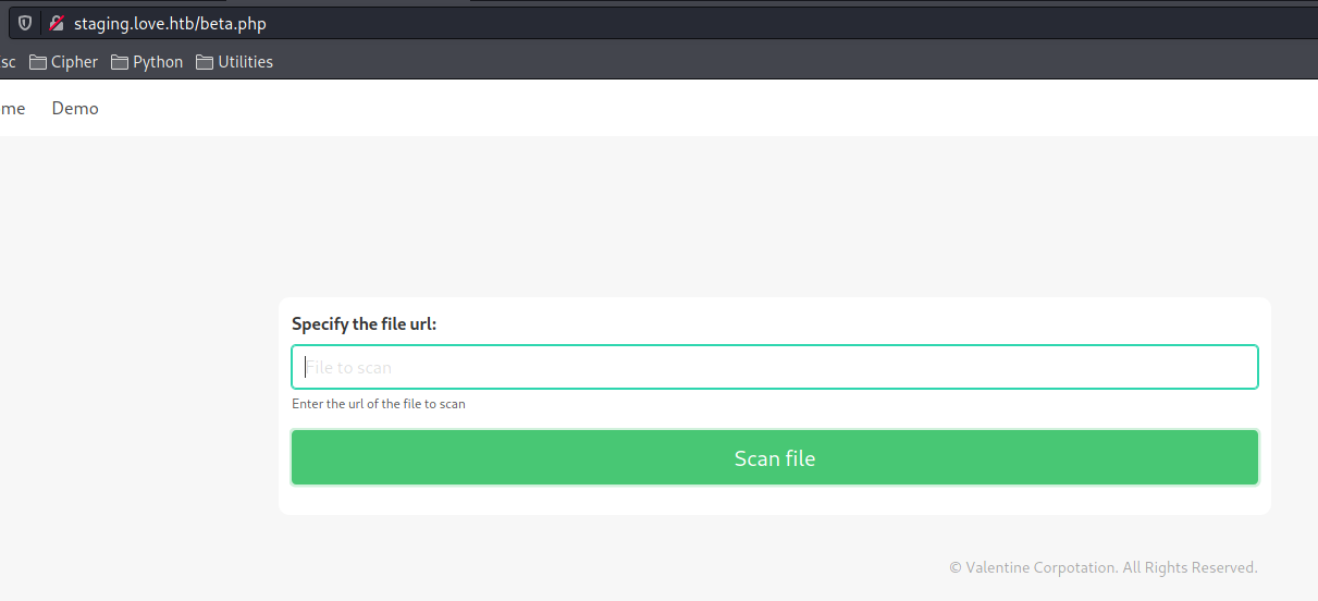Demo del escáner de archivos