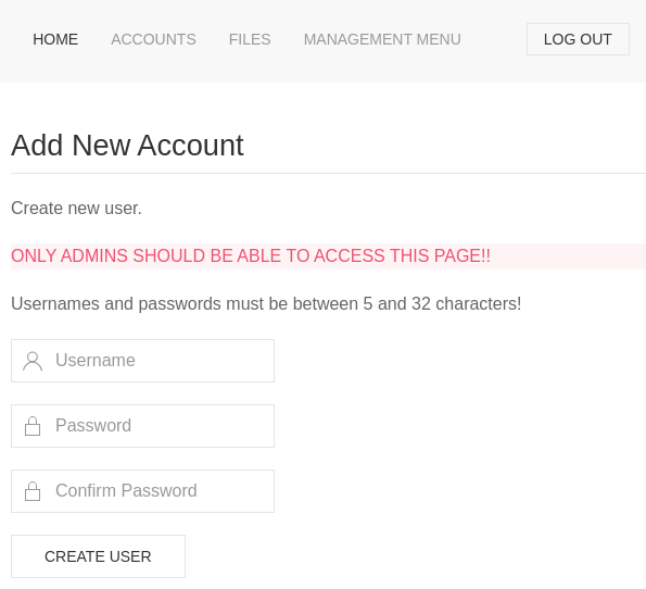 Página "accounts" del servidor web