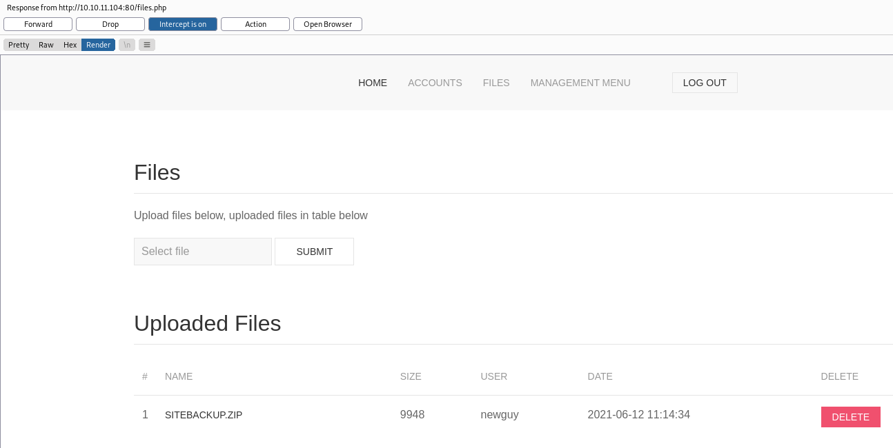 Página "files" del servidor web